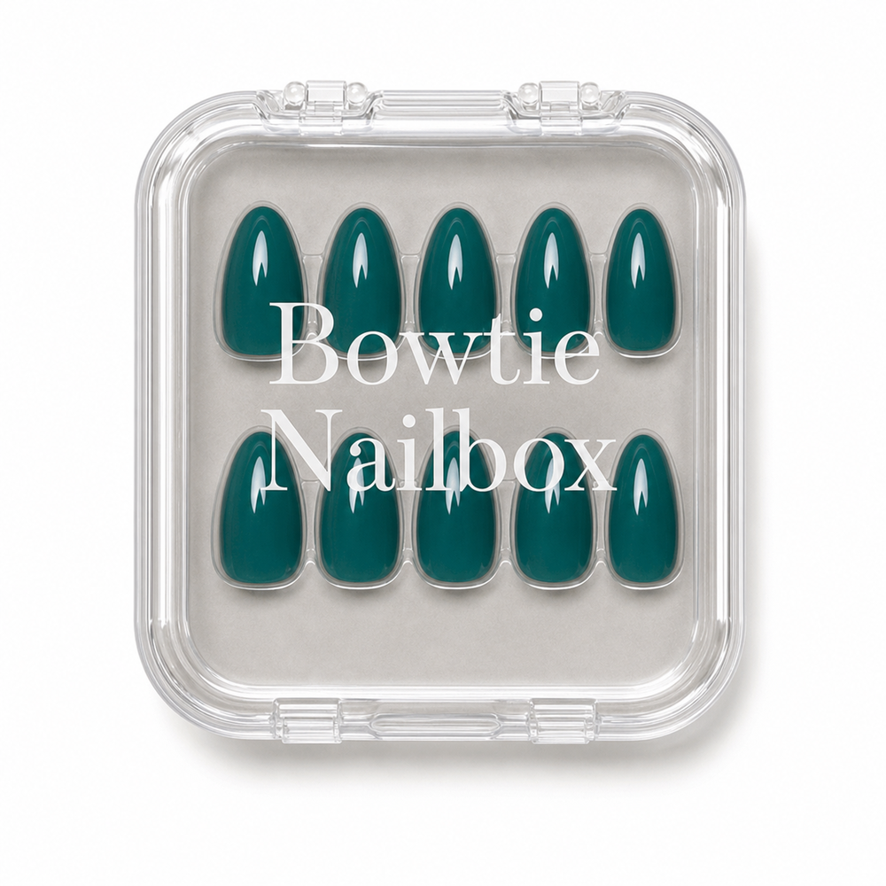 Emerald Green press-on nails - image 5 of 8, seasonal almond