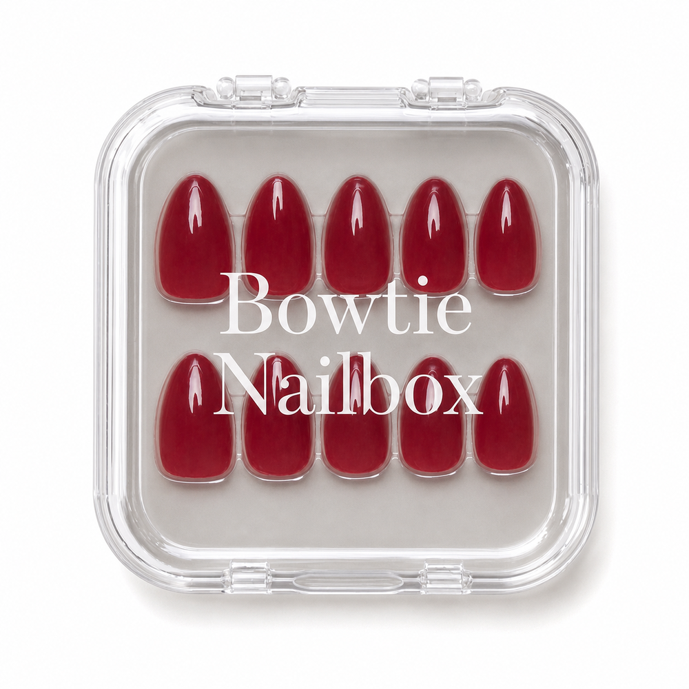 Classic Red press-on nails - image 5 of 8, berry almond