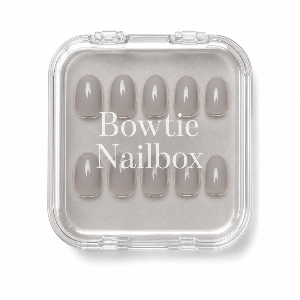 Pure Gray press-on nails - image 5 of 8, soft neutral oval