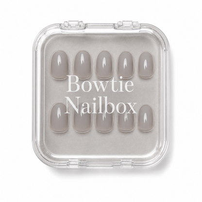 Pure Gray press-on nails - image 5 of 8, soft neutral oval