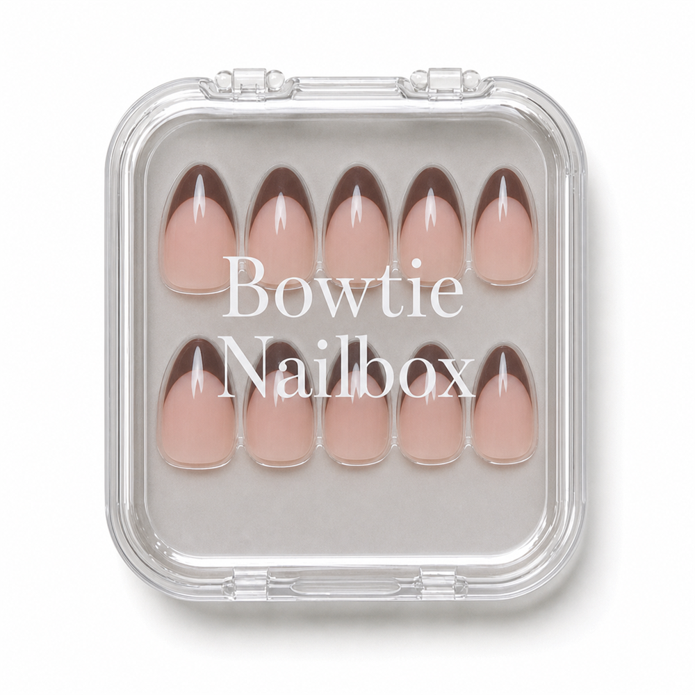 Chocolat press-on nails - image 5 of 8, french tip almond