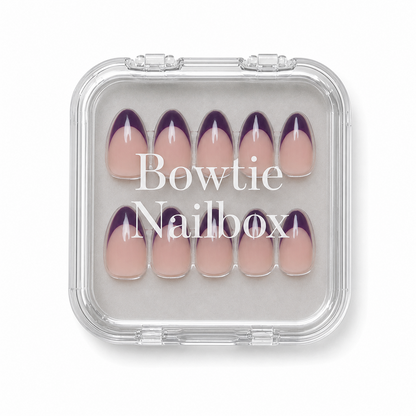 Plum press-on nails - image 5 of 8, french tip almond