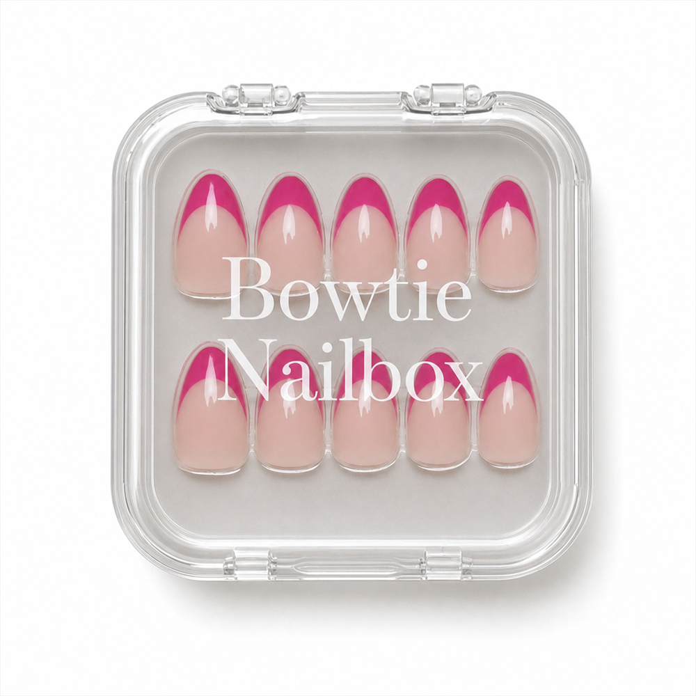 Raspberry Sorbet press-on nails - image 5 of 8, french tip almond