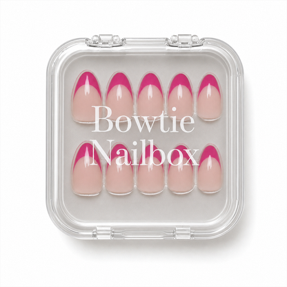 Raspberry Sorbet press-on nails - image 5 of 8, french tip almond