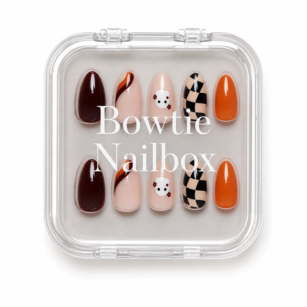 Fall Boo press-on nails close-up texture detail - soft neutral finish, US shipping