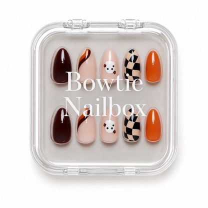 Fall Boo press-on nails close-up texture detail - soft neutral finish, US shipping