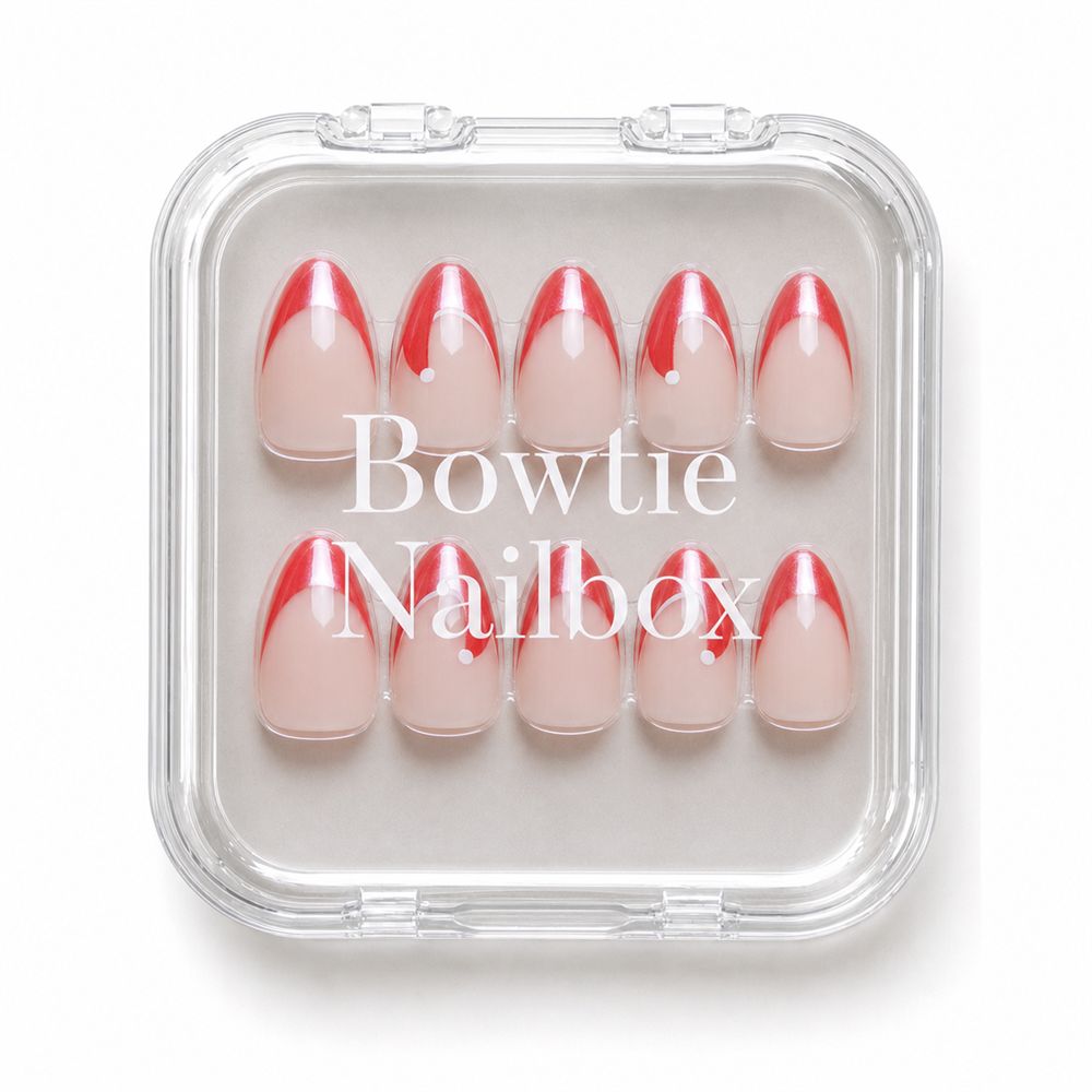 Mrs. Claus press-on nails - image 5 of 8, french tip almond