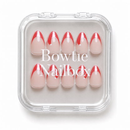 Mrs. Claus press-on nails - image 5 of 8, french tip almond