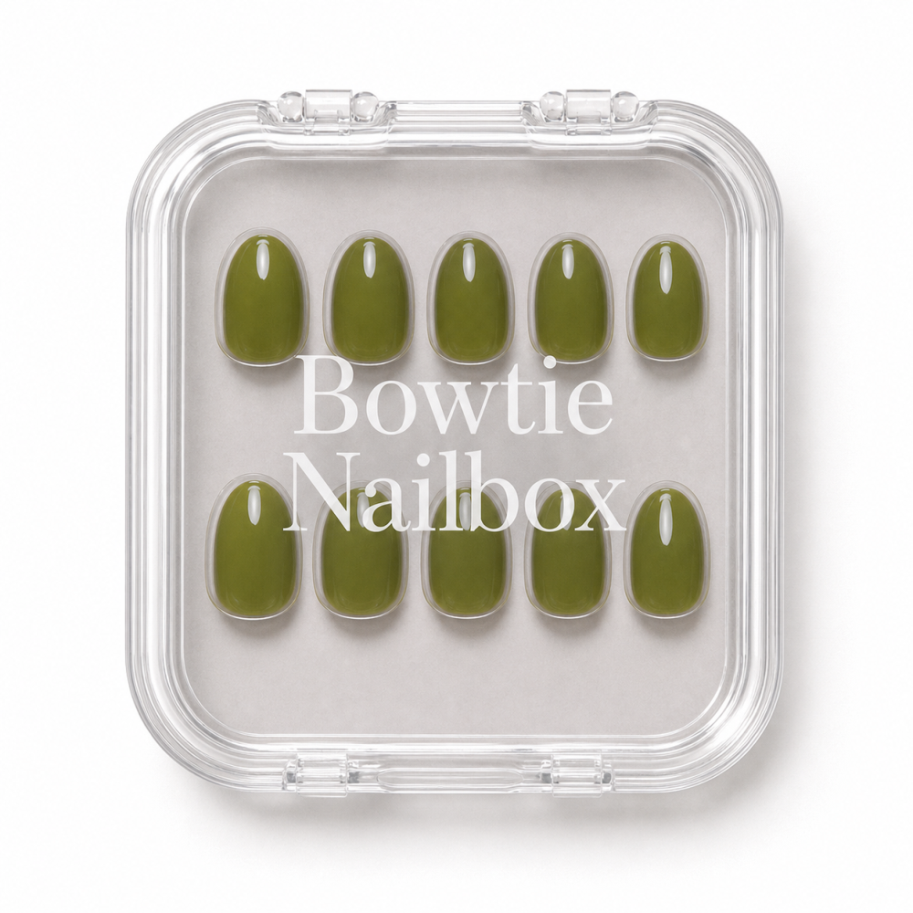 Moss Green press-on nails - image 5 of 8, seasonal almond