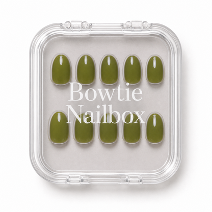 Moss Green press-on nails - image 5 of 8, seasonal almond