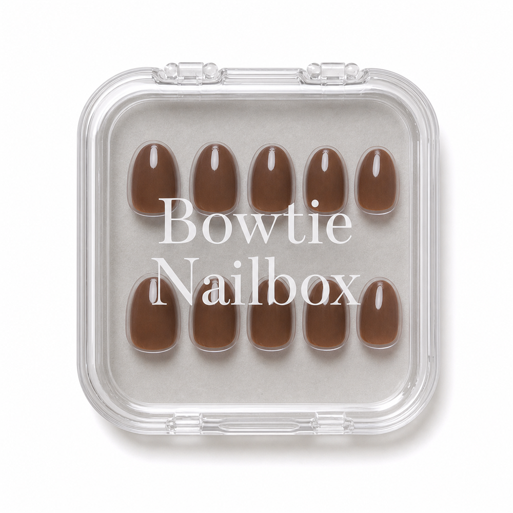 Chocolate Brown press-on nails - image 5 of 8, milky cloud dancer almond
