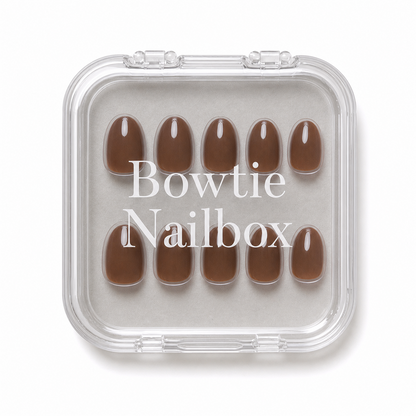 Chocolate Brown press-on nails - image 5 of 8, milky cloud dancer almond