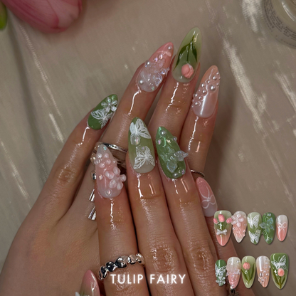 Petal Garden press-on nails close-up texture detail - cat-eye velvet finish, US shipping