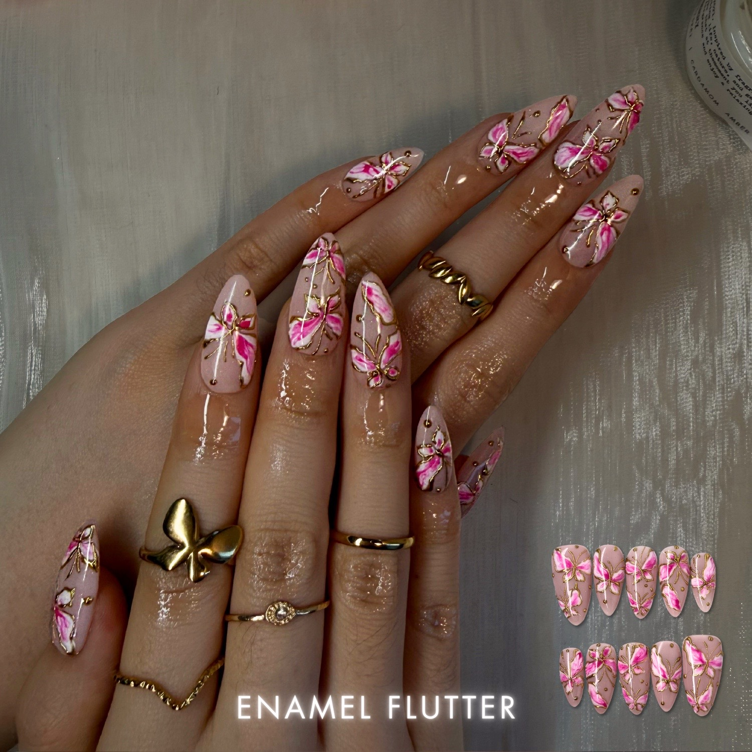 Petal Garden press-on nails - image 9 of 14, cat-eye velvet almond
