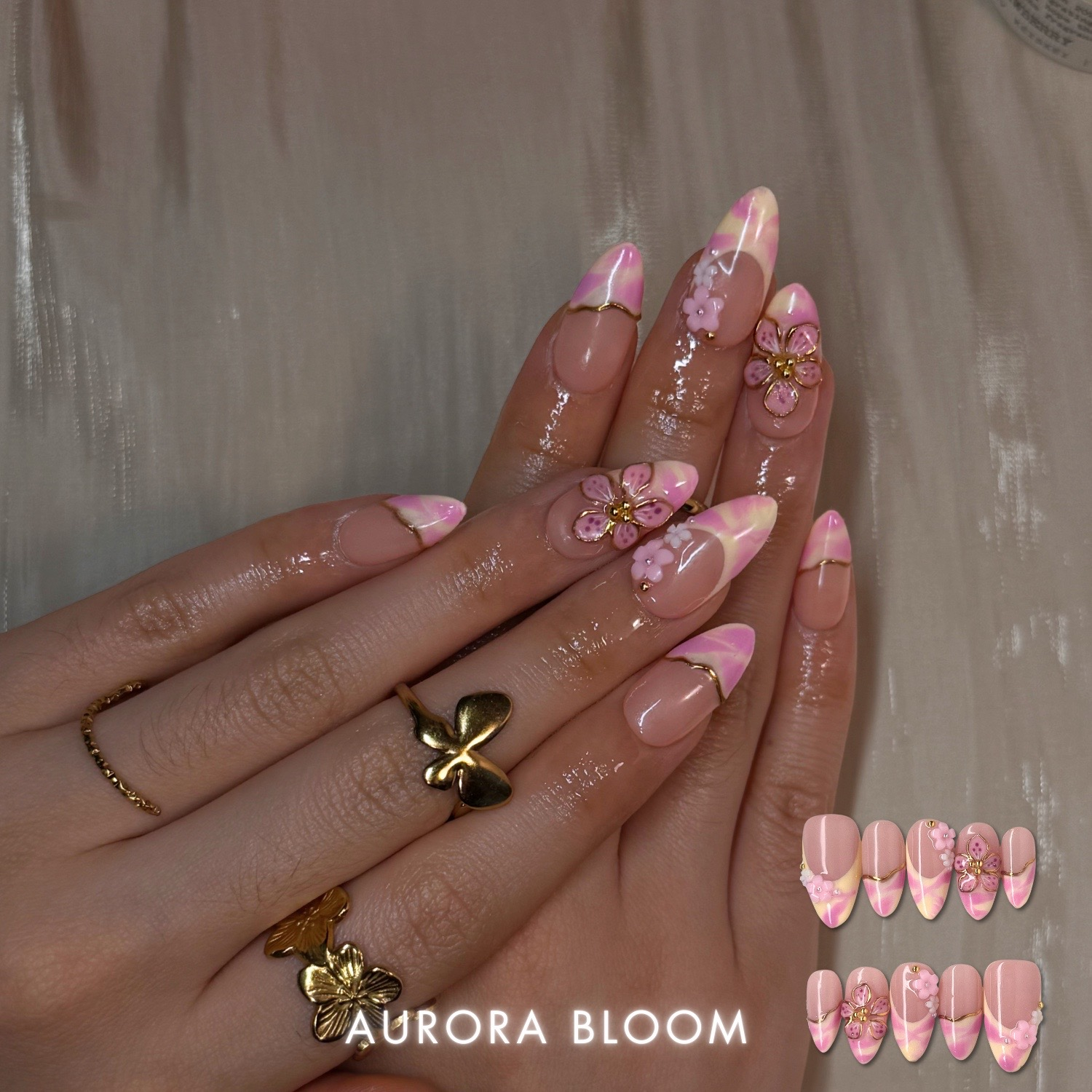 Petal Garden press-on nails - image 6 of 14, cat-eye velvet almond
