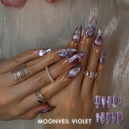Petal Garden press-on nails - image 11 of 14, cat-eye velvet almond