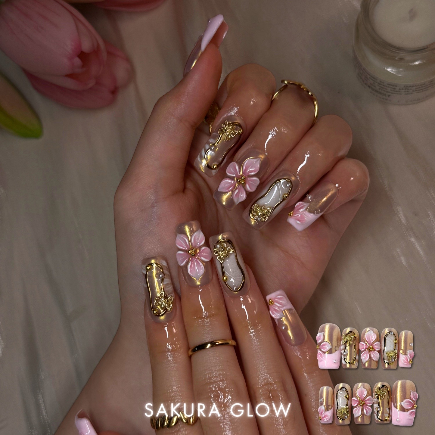 Petal Garden press-on nails - image 7 of 14, cat-eye velvet almond
