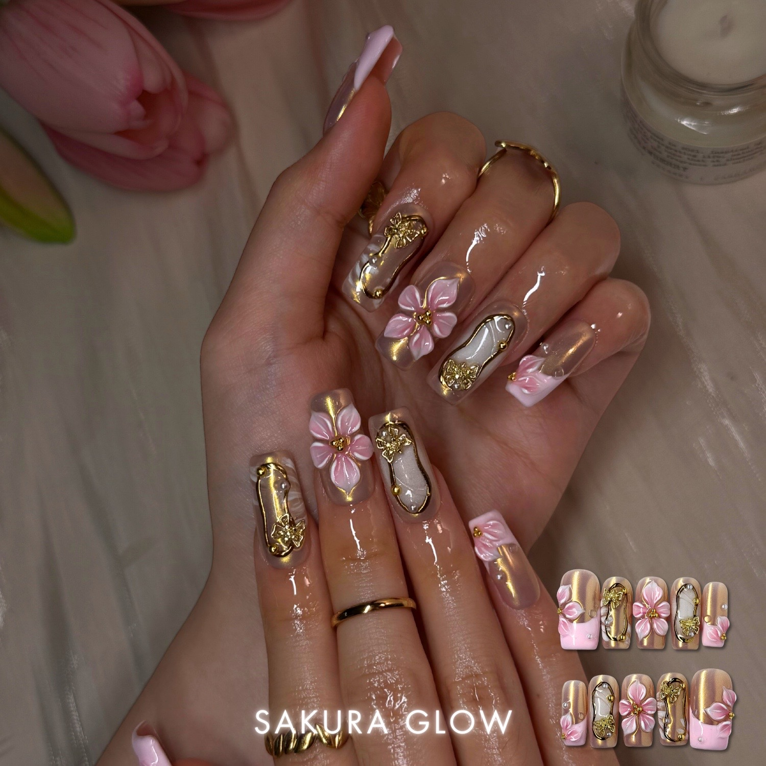 Petal Garden press-on nails - image 7 of 14, cat-eye velvet almond