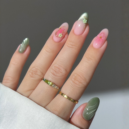 Blooming Petals press-on nails - image 9 of 15, cat-eye velvet almond