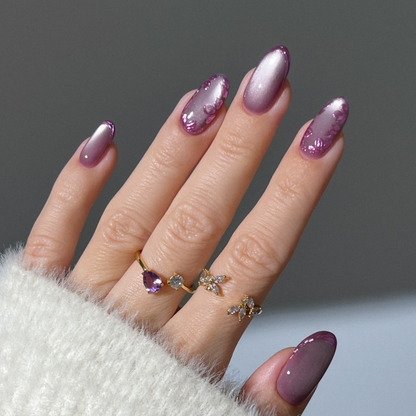 Blooming Petals press-on nails - image 10 of 15, cat-eye velvet almond