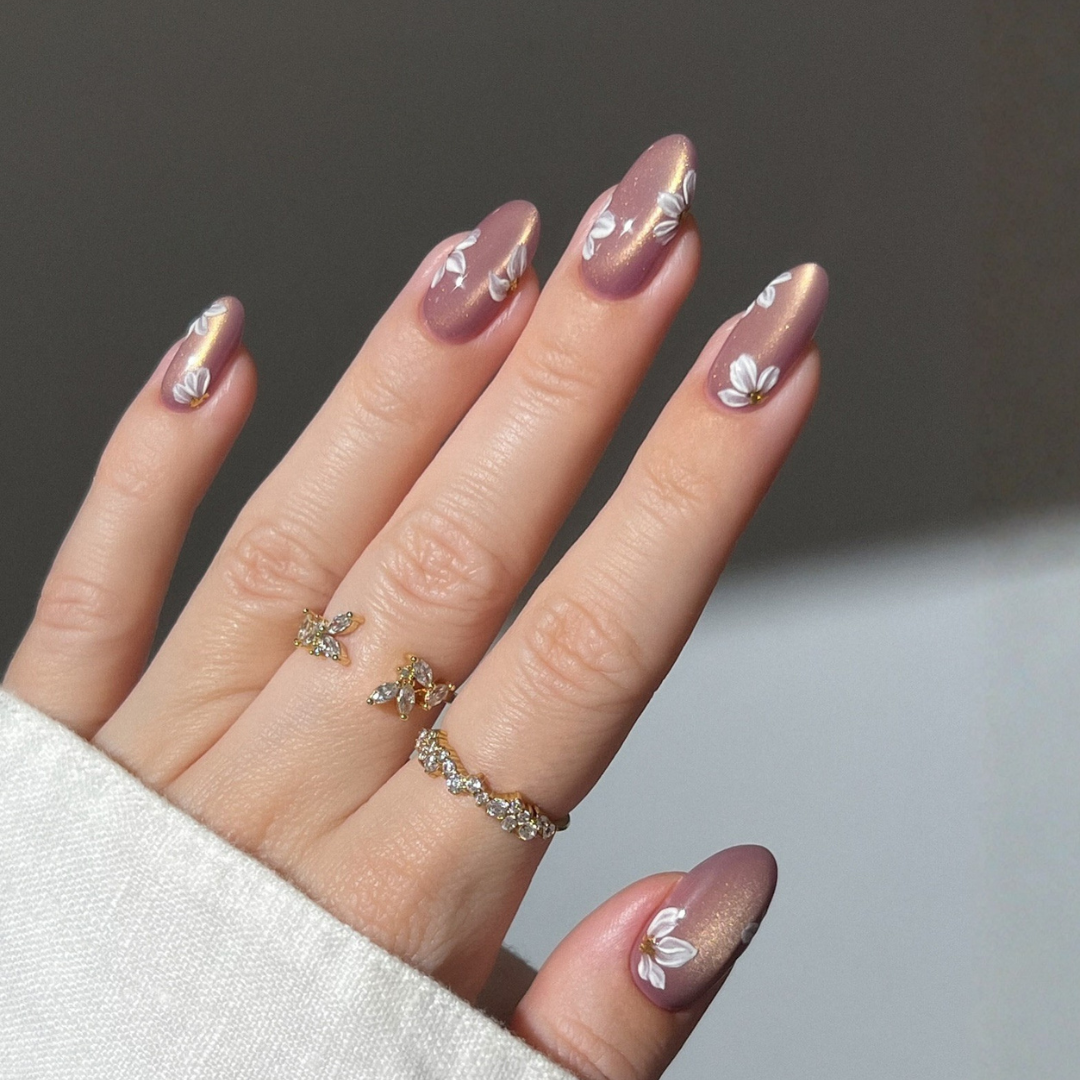 Blooming Petals press-on nails - image 11 of 15, cat-eye velvet almond
