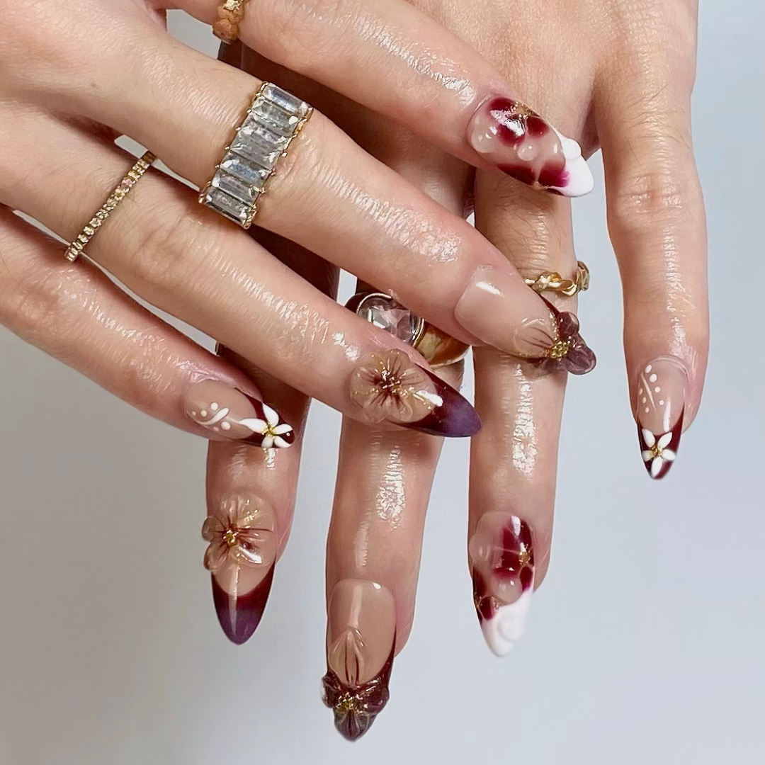 Charm Bloom press-on nails - image 8 of 15, floral almond