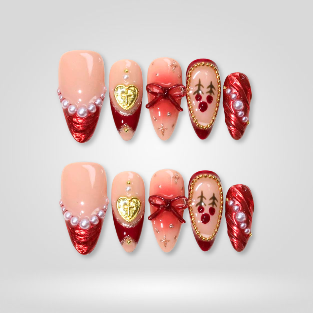 Pearl Wish milky cloud dancer press-on nails - almond shape, front view
