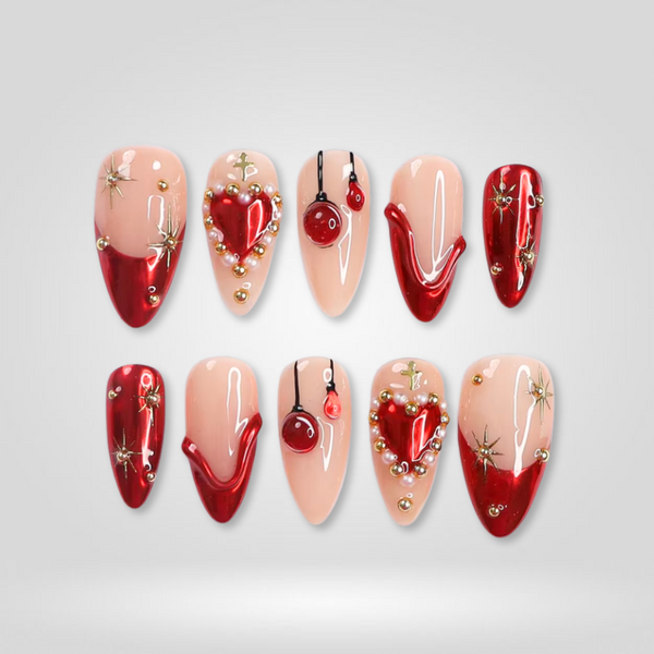 Ruby Heart | Berry Almond Press-Ons press-on nail set