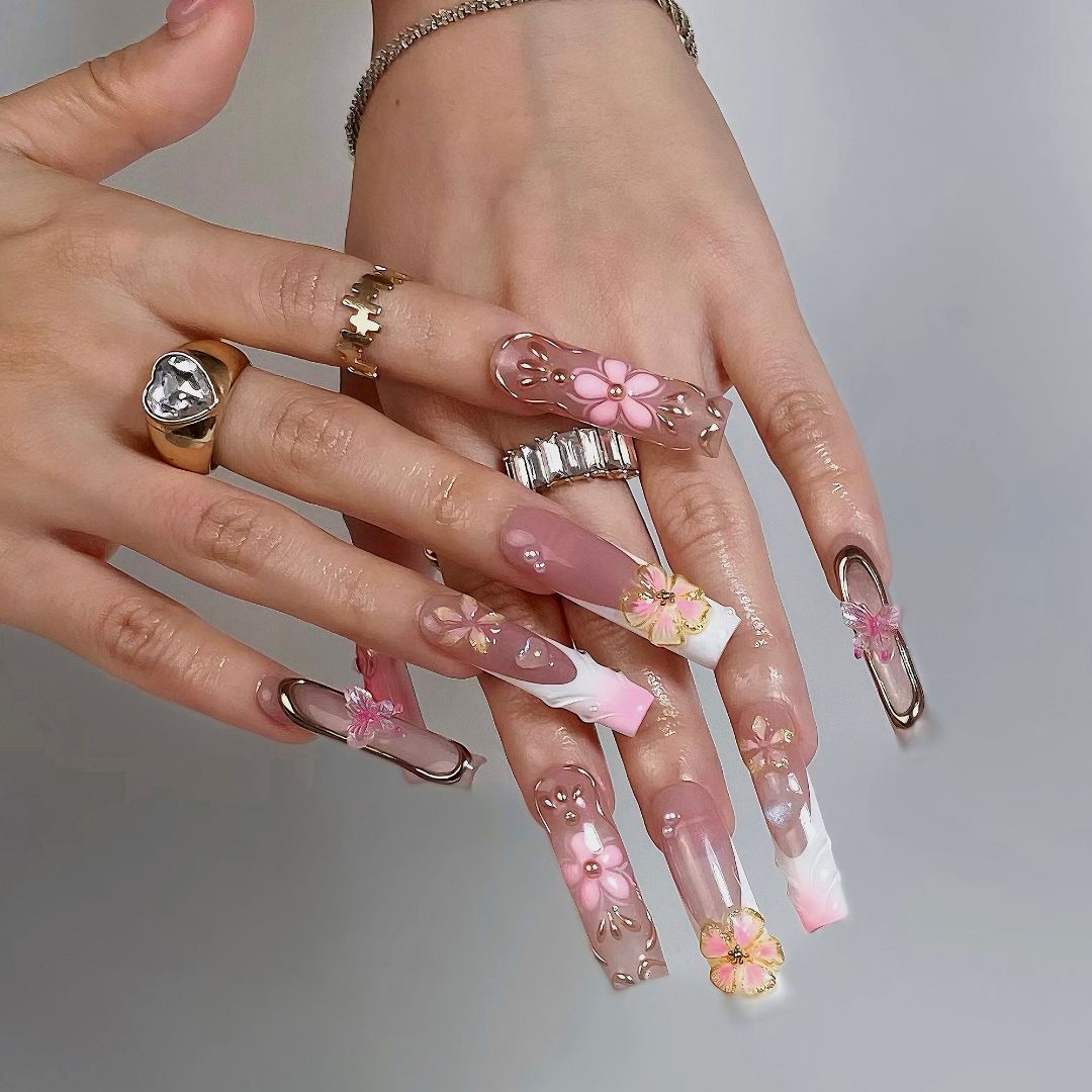Charm Bloom press-on nails - image 10 of 15, floral almond