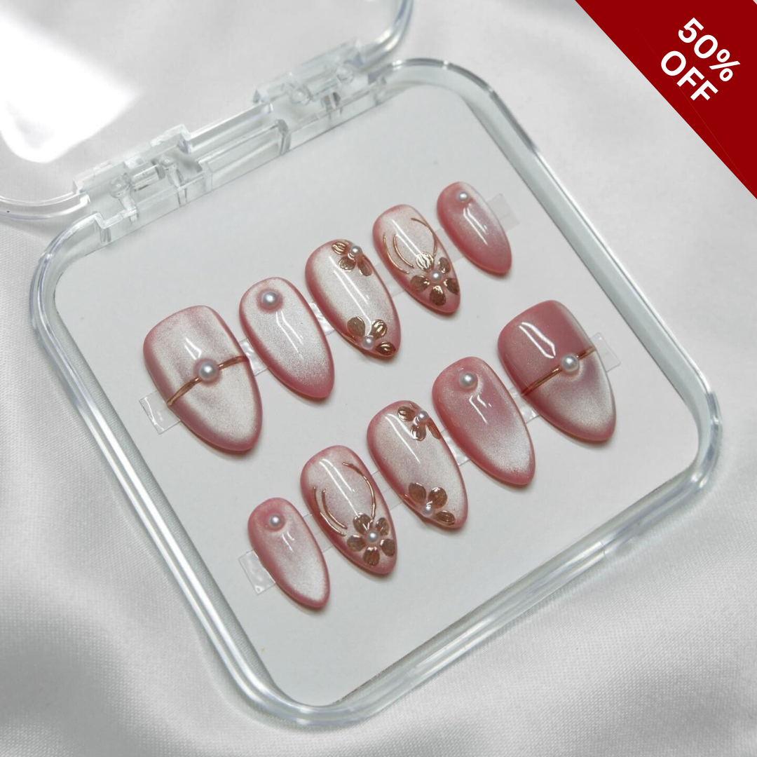 Floral Aura press-on nails - image 8 of 11, cat-eye velvet almond