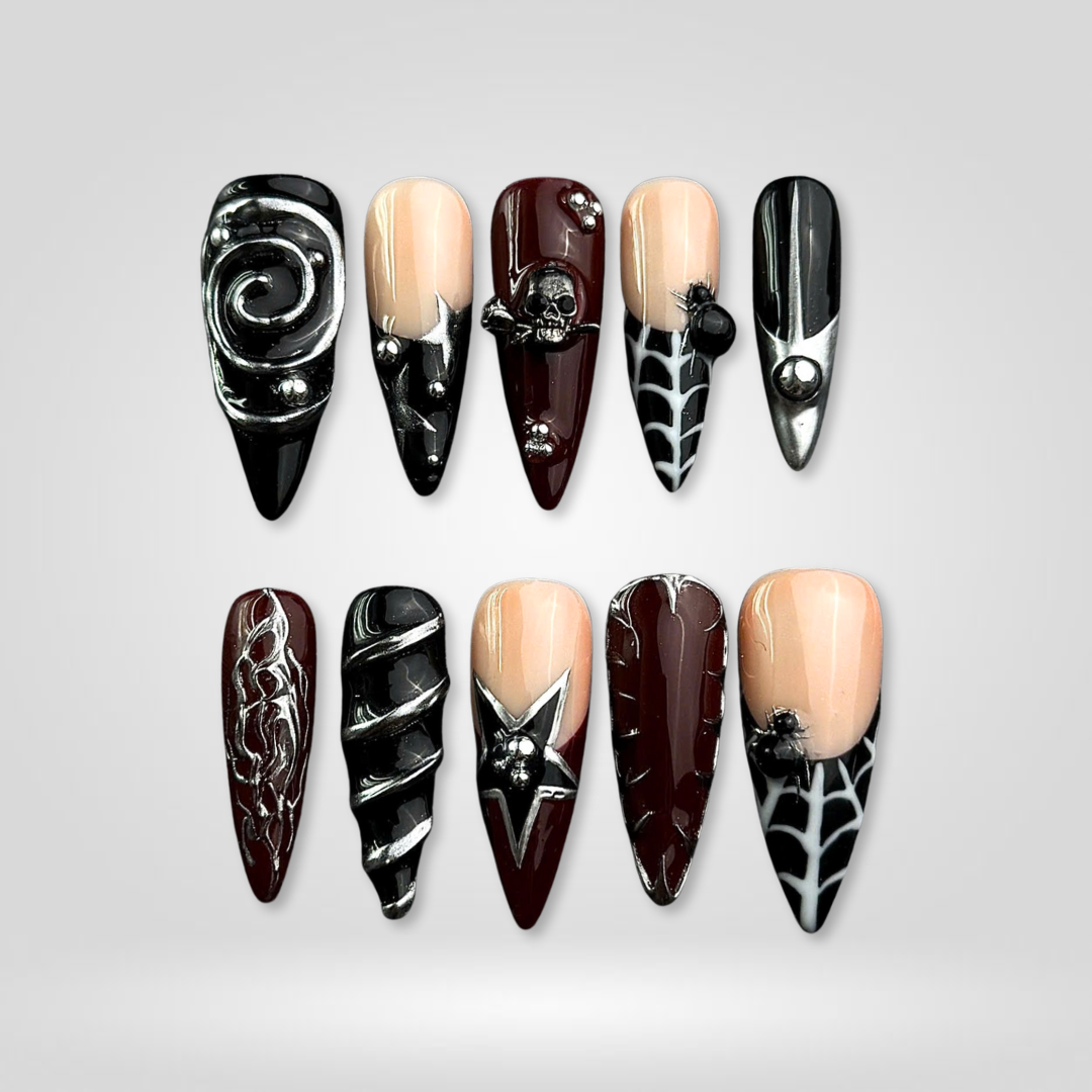Wicked Glam press-on nail set - XS to L sizing, vamp design