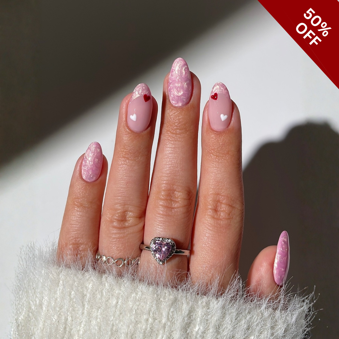 Tender Florals press-on nails - image 9 of 13, cat-eye velvet almond