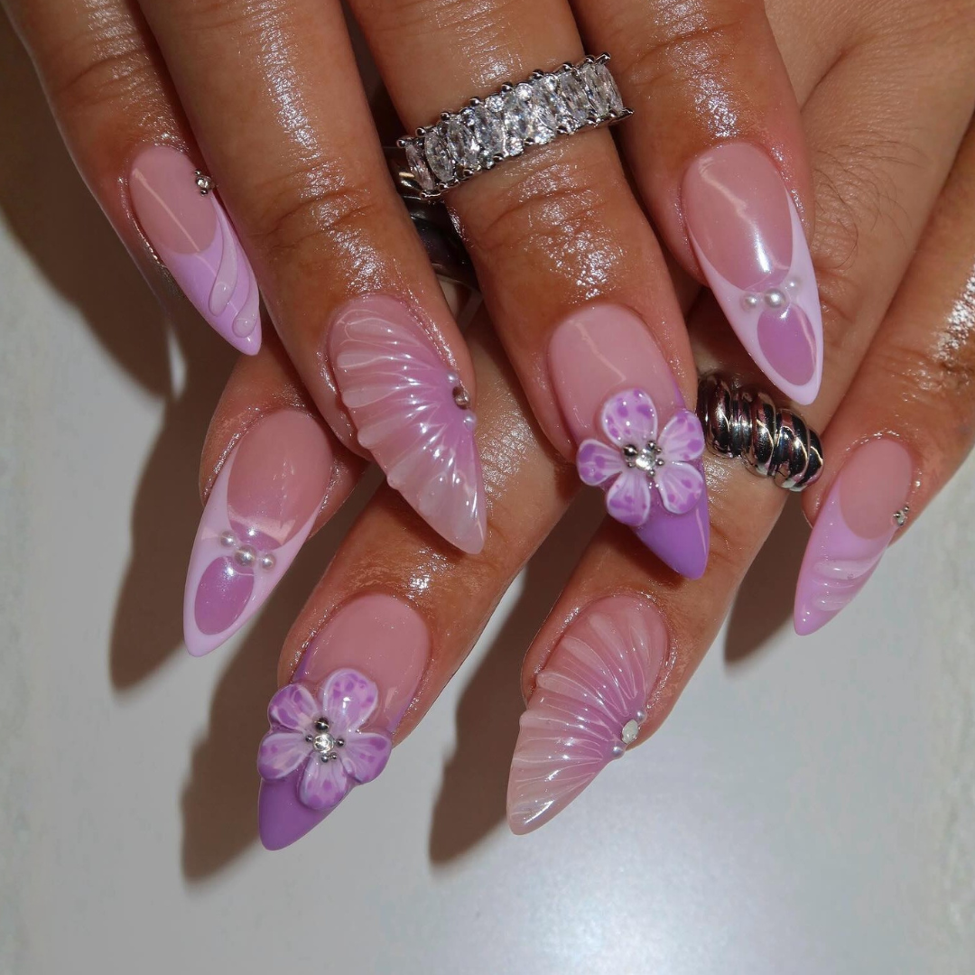Tropical Muse press-on nails - image 10 of 15, cat-eye velvet almond