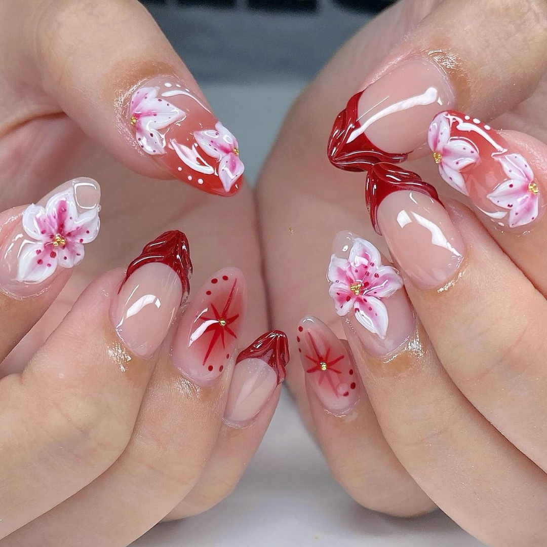 Coastal Bloom press-on nails - image 7 of 15, floral almond
