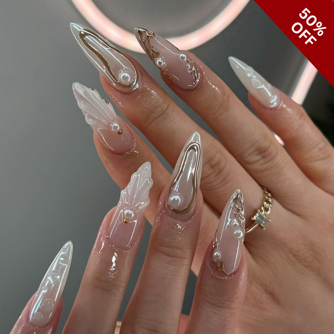 Floral Haze press-on nails - image 5 of 12, cat-eye velvet almond
