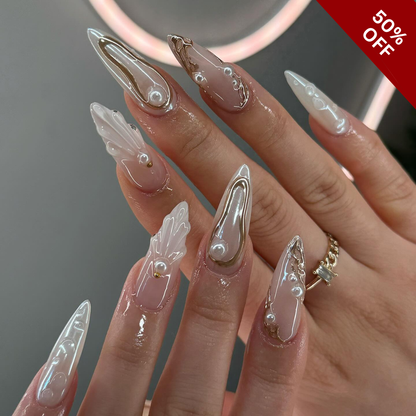 Floral Haze press-on nails - image 5 of 12, cat-eye velvet almond