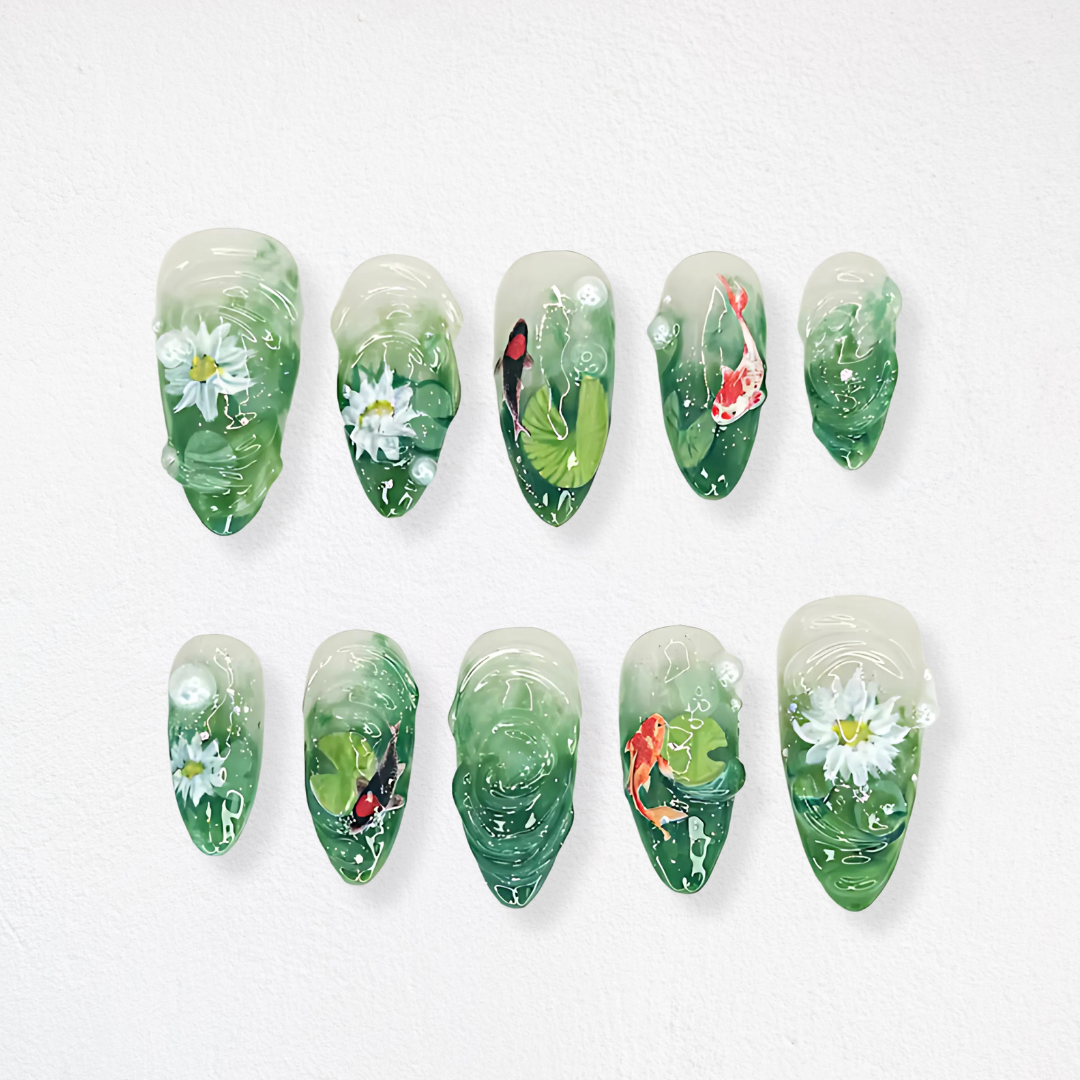 Summer Bliss press-on nails on hand - lifestyle photo, butter yellow finish