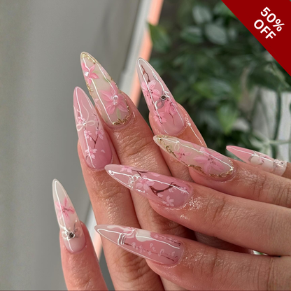 Floral Haze press-on nails - image 7 of 12, cat-eye velvet almond