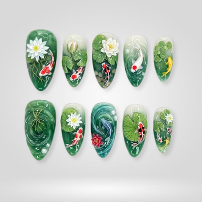 Koi Ocean press-on nails - image 5 of 15, cat-eye velvet almond