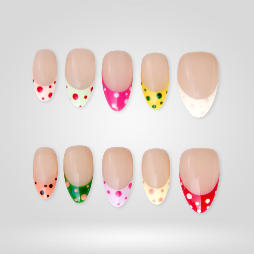 Summer Dots press-on nail set - XS to L sizing, polka dot design