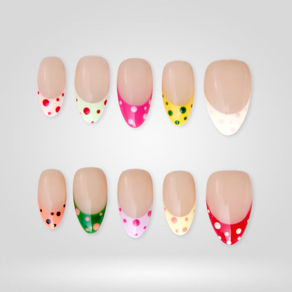 Summer Dots press-on nail set - XS to L sizing, polka dot design