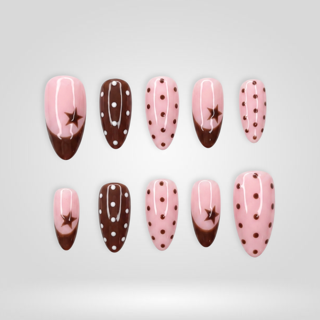 Dot Striped press-on nails - image 9 of 15, polka dot almond
