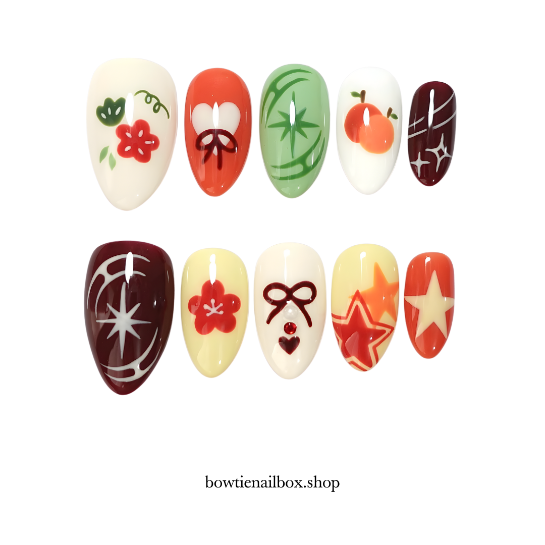 POP KITSUNE milky cloud dancer press-on nails - almond shape, front view
