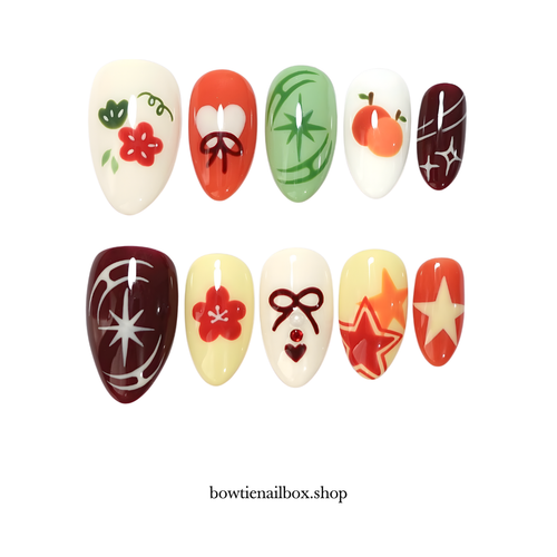 POP KITSUNE milky cloud dancer press-on nails - almond shape, front view