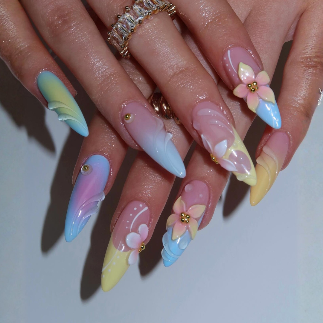 Tropical Muse press-on nails - image 12 of 15, cat-eye velvet almond