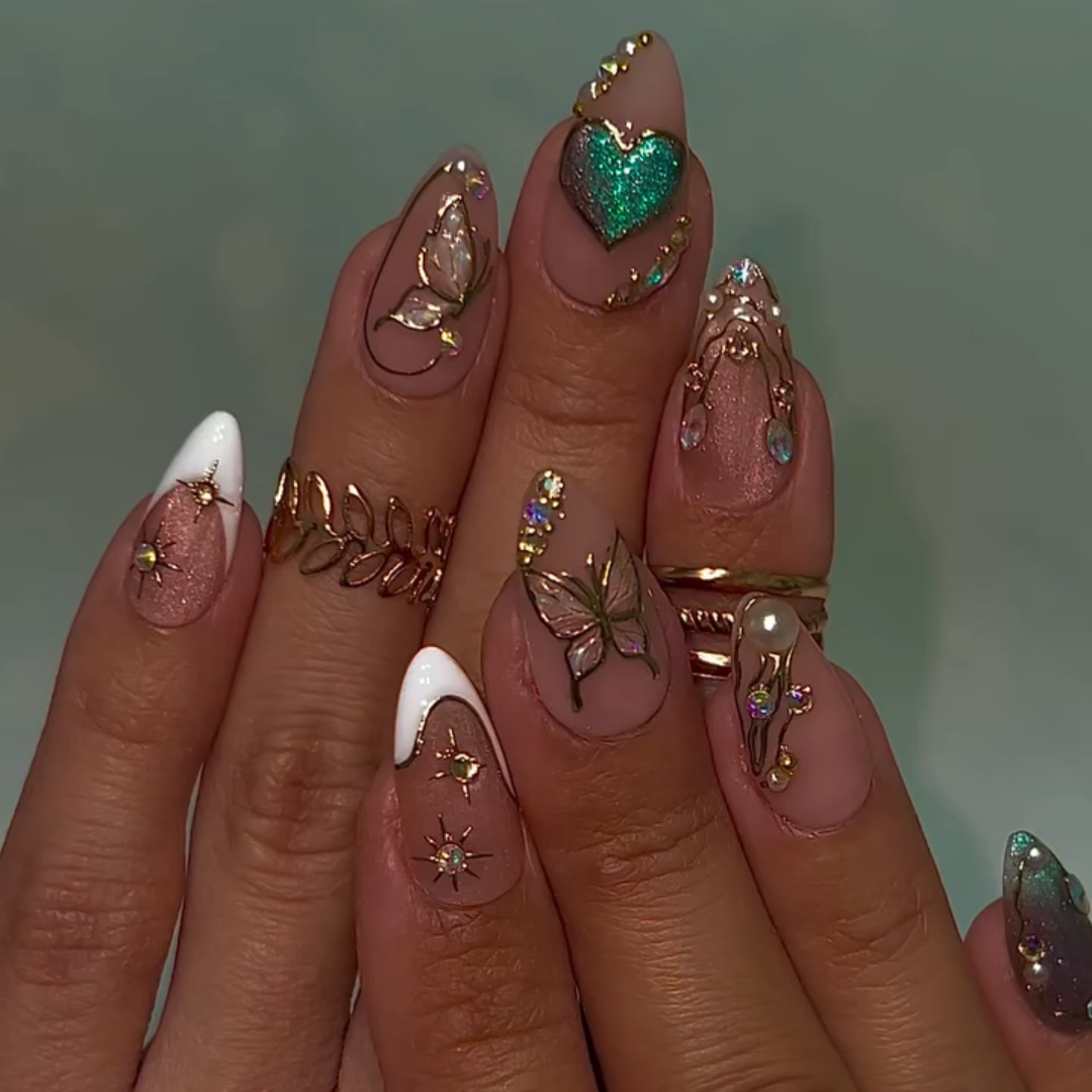 Ethereal Bloom press-on nails - image 5 of 11, cat-eye velvet almond