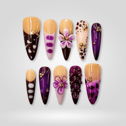 Violet Chic pastel press-on nails - almond shape, front view