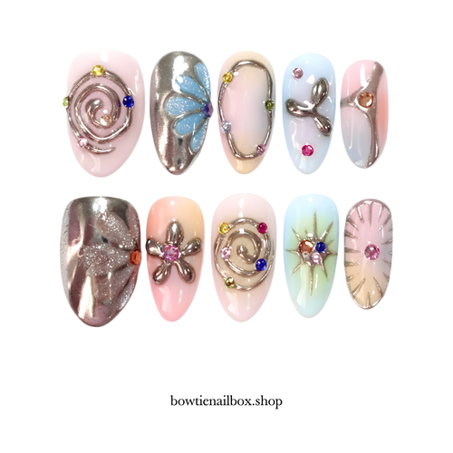 COSMIC CANDY ombre gradient press-on nails - almond shape, front view