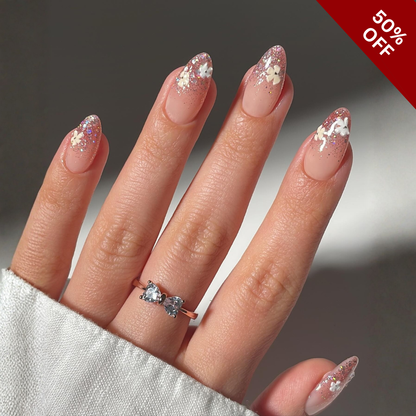 Soft Bloom press-on nails close-up texture detail - cat-eye velvet finish, US shipping