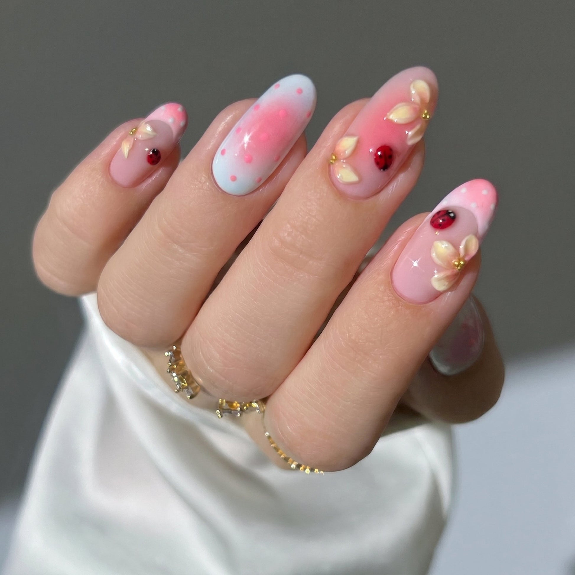 Summer Muse press-on nails close-up texture detail - cat-eye velvet finish, US shipping